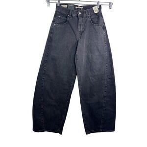 Levi's Super Baggy Barrel Jeans sz 26 Washed Black High Rise Wide Leg 90s boho